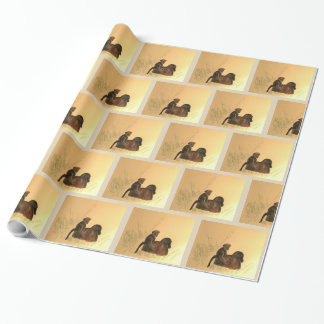 Papel De Presente Baboões-Mãe e Bebês - Primatas Macacos da Vida Sel