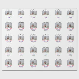 Papel De Presente Baby birth stats add name place date keepsake memo