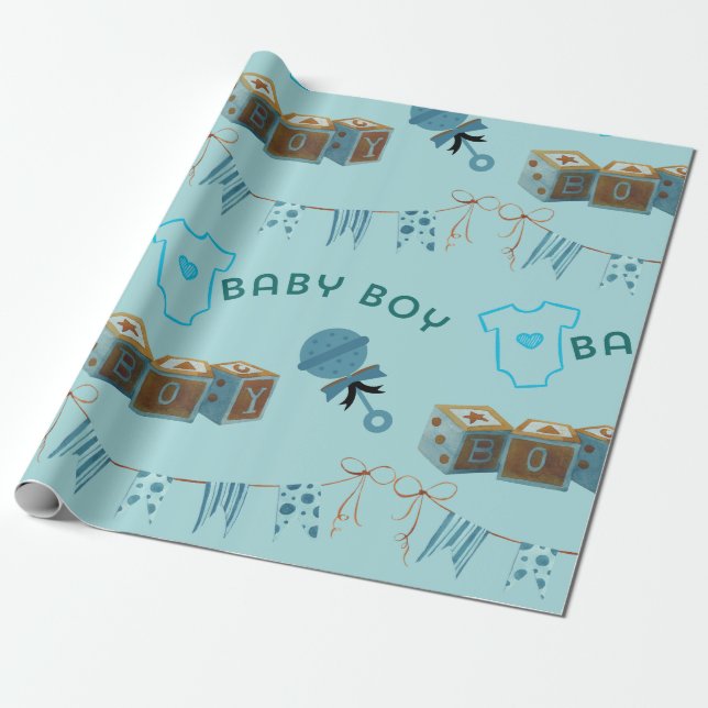 Papel De Presente Baby Boy Blue (Desenrolado)