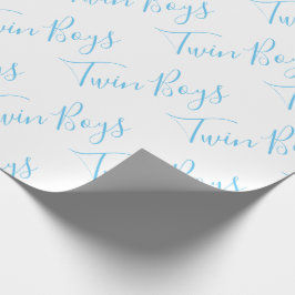 Papel De Presente Baby Boy Script Blue Twin Boys Baby