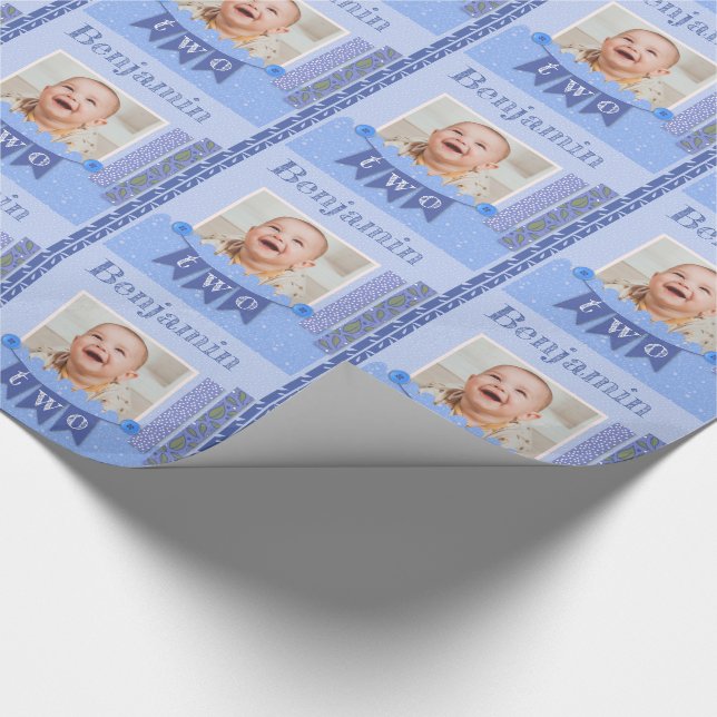 Papel De Presente Baby Boy segundo aniversário Blue Scrapboobooking (Ponta)