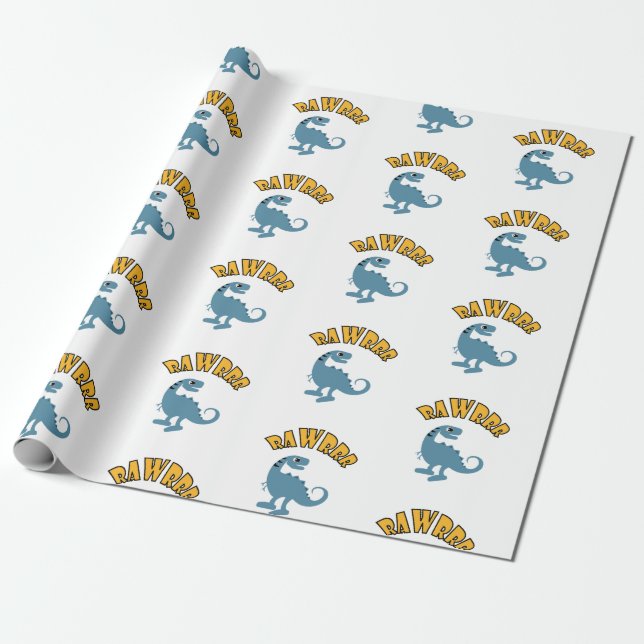 Papel De Presente Baby Dinosaur Design - Matte Wraping Paper (Desenrolado)