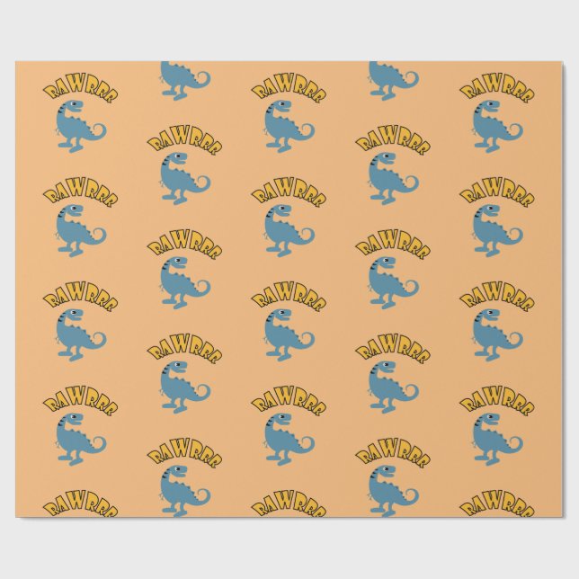 Papel De Presente Baby Dinosaur Design - Matte Wraping Paper (Aberto)