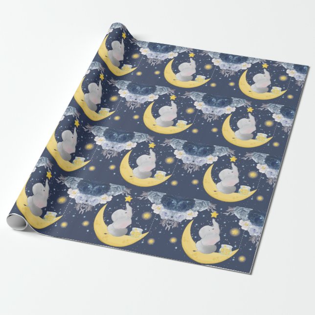 Papel De Presente Baby Elephant on Moon (Desenrolado)