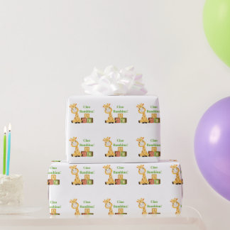 Papel De Presente Baby Giraffe Girl Bloqueia Nurserário Italiano