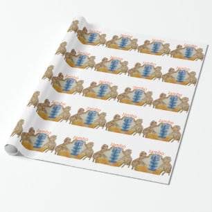 Papel De Presente Baby Kids Jambo Jumbo Elephants Design