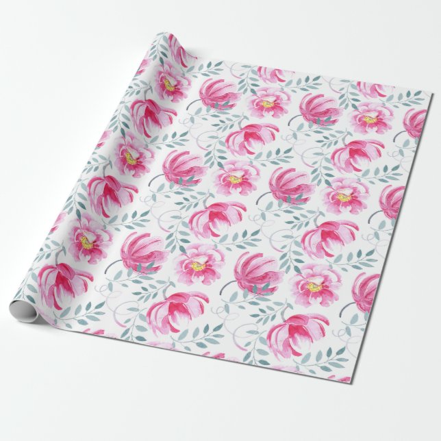 Papel De Presente Baby Pink English Rosas (Desenrolado)