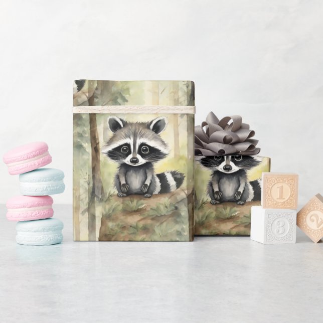 Papel De Presente Baby Raccoon (Chá de bebê)