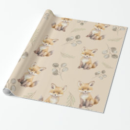 Papel De Presente Baby Watercolor Fox