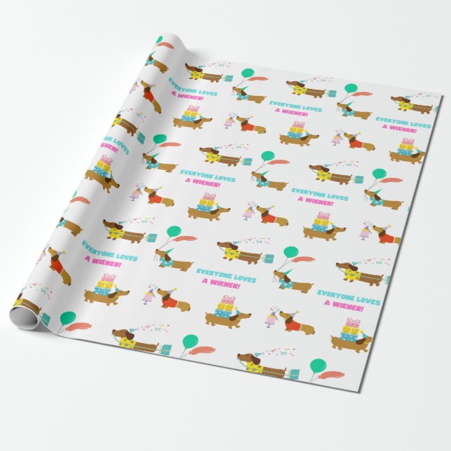 Papel De Presente Bachelorette Wiener e Dachshund Themed Party Box (Desenrolado)