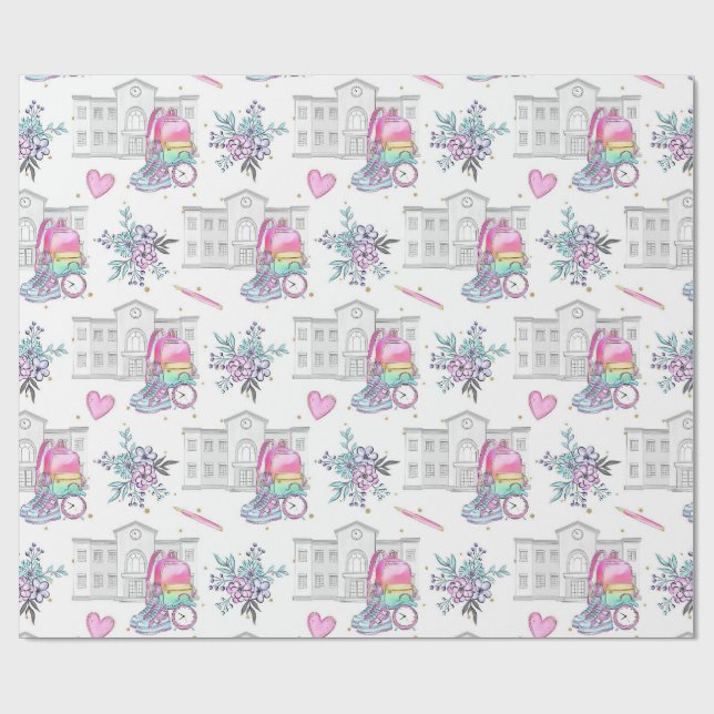 Papel De Presente Back to School Pattern (Aberto)