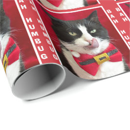 Papel De Presente Bah Humbug Tuxedo Cat Wrappaper