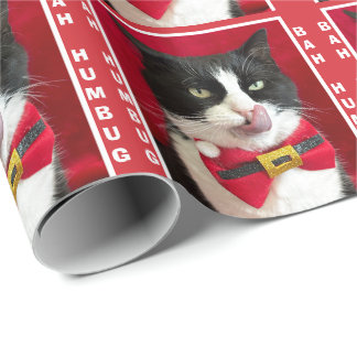 Papel De Presente Bah Humbug Tuxedo Cat Wrappaper