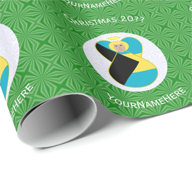 Papel De Presente Bahaman Flag Blonde Angel Christmas Personalizado (Ponta do rolo)