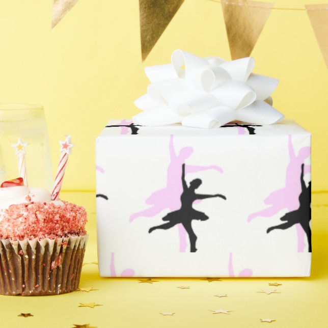 Papel De Presente Bailarina Dança Rosa & Preto (Festa de aniversário)