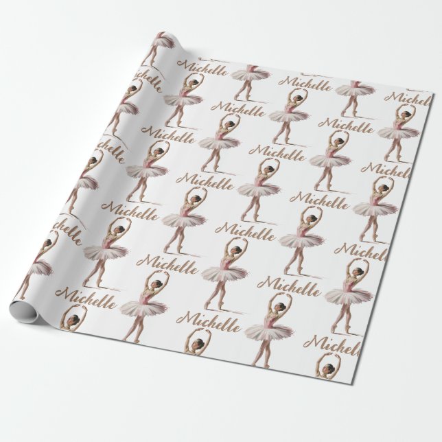 Papel De Presente Bailarina de balé de Natal personalizada     (Desenrolado)