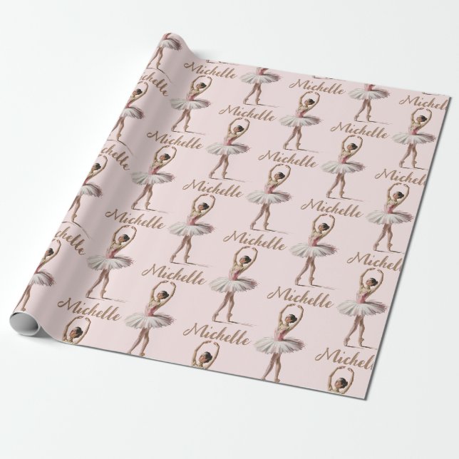 Papel De Presente Bailarina de balé de Natal personalizada     (Desenrolado)