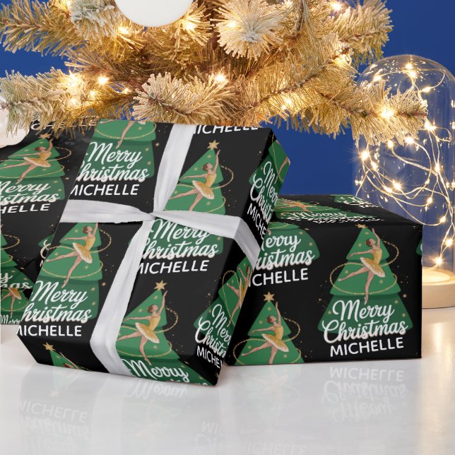 Papel De Presente Bailarina de balé de Natal personalizada     (Feriados)