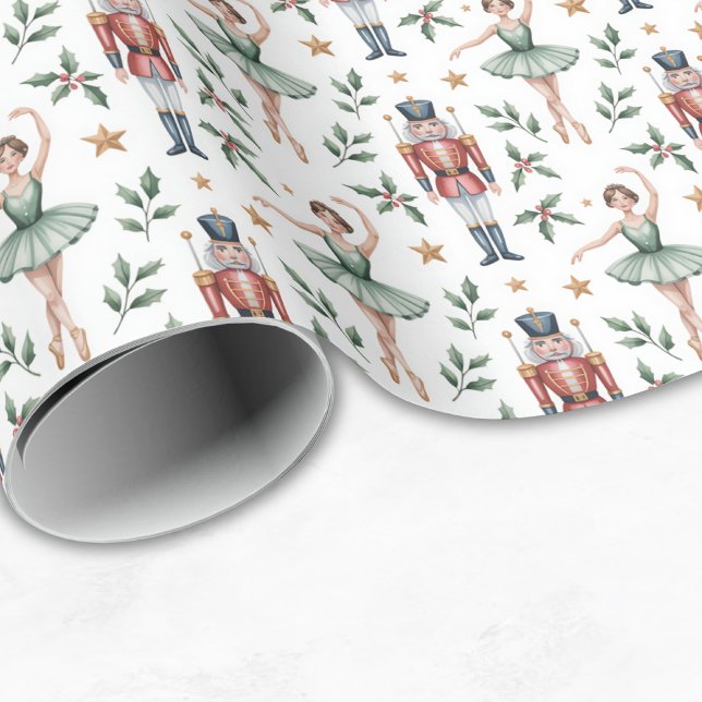 Papel De Presente Bailarina de Natal do Quebra-Nozes Festa de Ballet (Criador carregado)