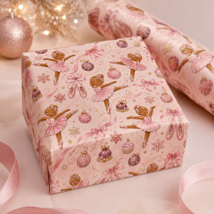 Papel De Presente Bailarina de Pão de Mel Rosa Natal Ballet