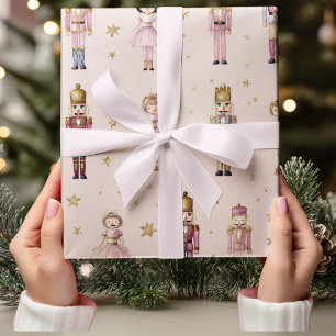 Papel De Presente Bailarina do Quebra-Nozes Rosa Natal