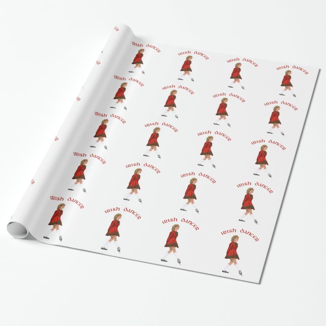 Papel De Presente Bailarino Irlandês de Sapato Macio de Vermelho (Desenrolado)