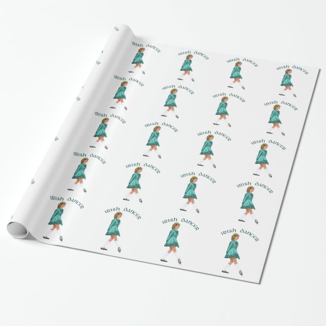 Papel De Presente Bailarino Irlandês de Sapato Macio em Turquesa (Desenrolado)