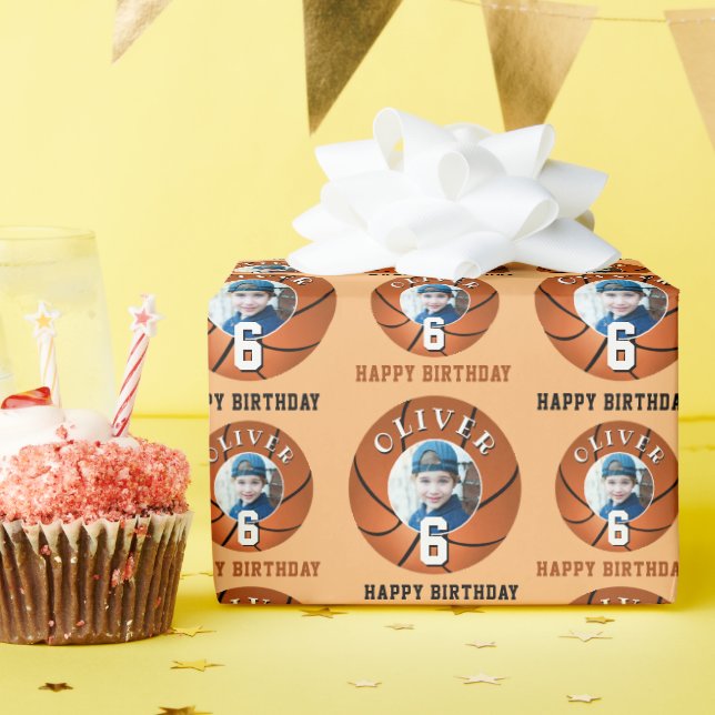 Papel De Presente Baile de Basquete Feliz Foto de Aniversário (Festa de aniversário)