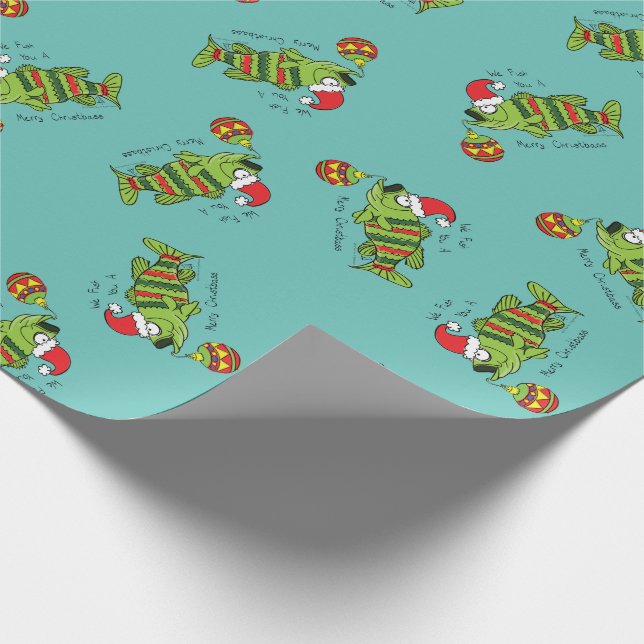 Papel De Presente Baixo Natal Engraçado Pesca Peixe Cartoon (Ponta)
