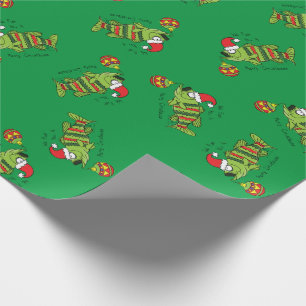 Papel De Presente Baixo Natal Engraçado Pesca Peixe Cartoon