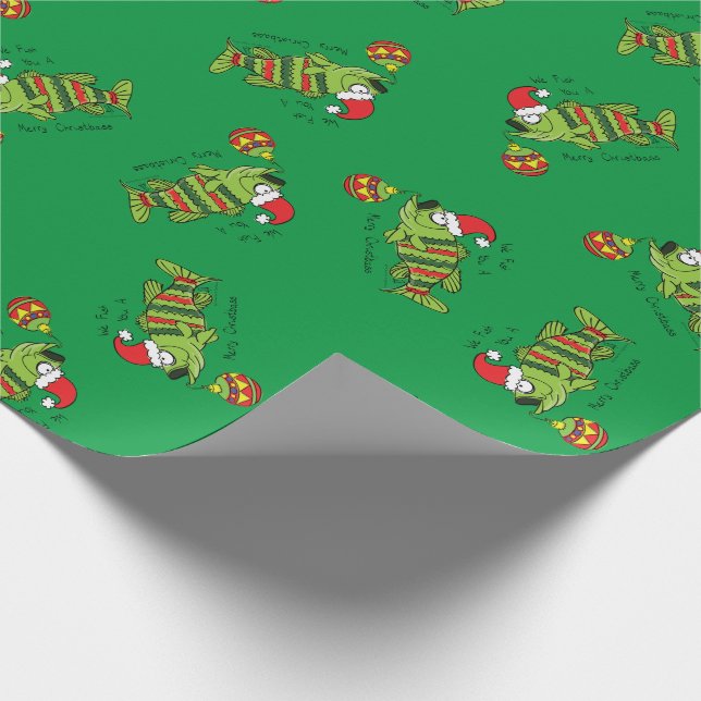 Papel De Presente Baixo Natal Engraçado Pesca Peixe Cartoon (Ponta)