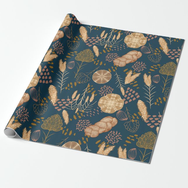 Papel De Presente Bakery Bliss: Artisan Bread & Barley, Teal (Desenrolado)