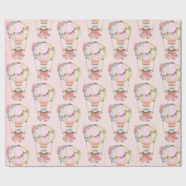 Papel De Presente Balão de Ar Quente Cujo Canto de Água do Urso (Aberto)