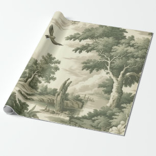 Papel De Presente Balão de Ar Quente do Campo Verde Toile (2)