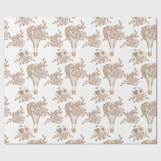 Papel De Presente Balão de ar quente floral doce (Barra)