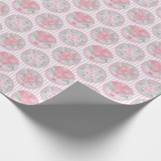 Papel De Presente Balão de Ar Quente Rosa - Stripes Florais
