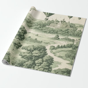 Papel De Presente Balão de Ar Quente Toile do Campo Verde (11)