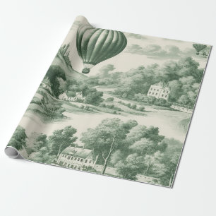 Papel De Presente Balão de Ar Quente Toile do Campo Verde (9)