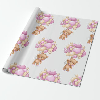 Papel De Presente Balão de Urso de Teddy