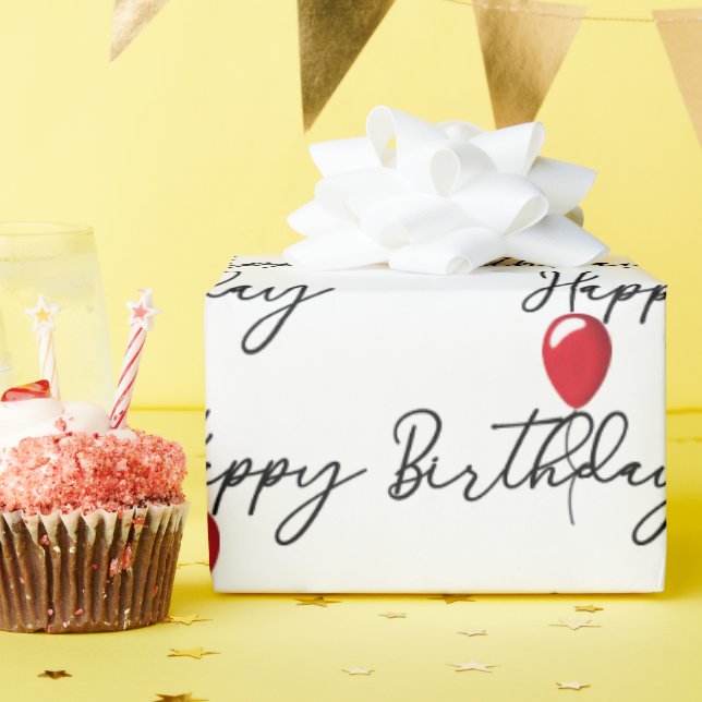 Papel De Presente Balão Vermelho no Parabéns (Festa de aniversário)