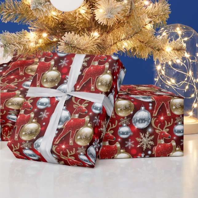 Papel De Presente Balas de Natal festivas de renas (Feriados)