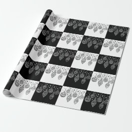 Papel De Presente Balas de Natal Preto e Branco