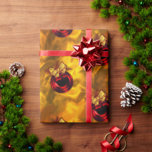 Papel De Presente Balas de Natal Vermelhas na Dourada