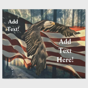 Papel De Presente Bald Eagle American Flag