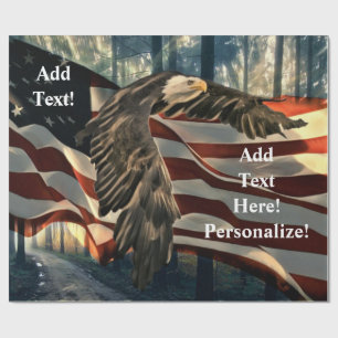 Papel De Presente Bald Eagle American Flag Wrappaper
