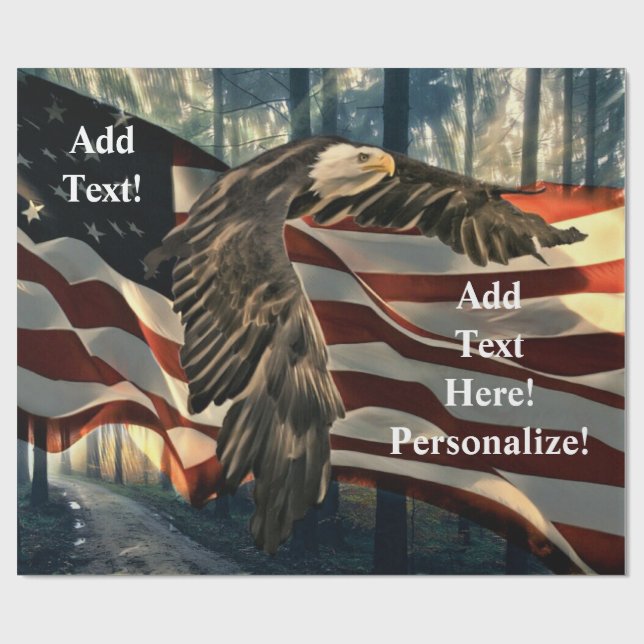 Papel De Presente Bald Eagle American Flag Wrappaper (Aberto)
