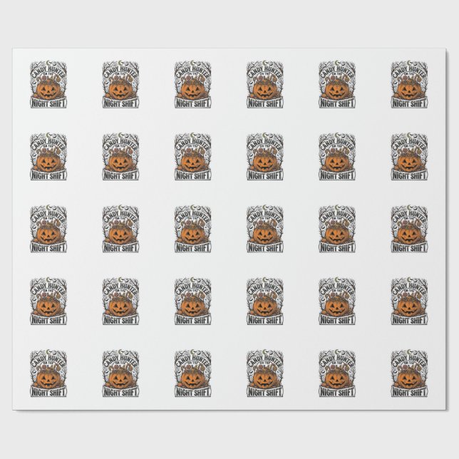 Papel De Presente Balde de Doces de Abóbora Gravura de Halloween Vin (Aberto)