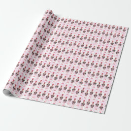 Papel De Presente Balé de Gingham Nutcracker Rosa Natal