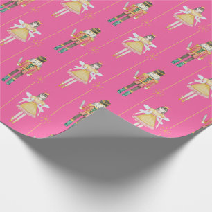 Papel De Presente Balé Nutcracker Ballerina Natais vintages Rosa