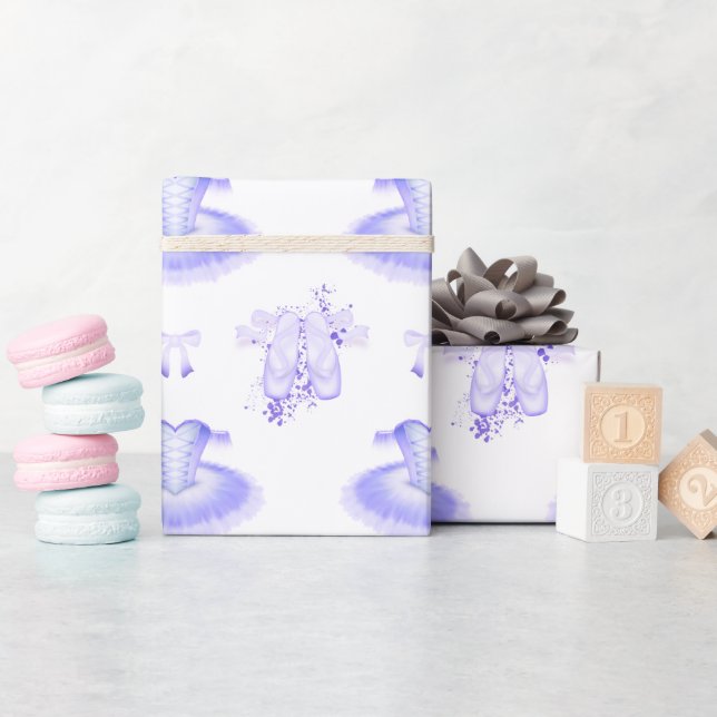 Papel De Presente Balé Roxo Aniversário Tutu e Calçados Ponteiro (Chá de bebê)